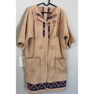 Handmade Poncho kokopelli Southwest Navajo Boho Indie Aztec Terry Cloth Jacket